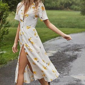 Urban Outfitters Floral Dot Midi Shirt Dress